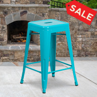 Flash Furniture ET-BT3503-24-CB-GG 24'' High Backless Crystal Indoor-Outdoor Counter Height Stool in Blue